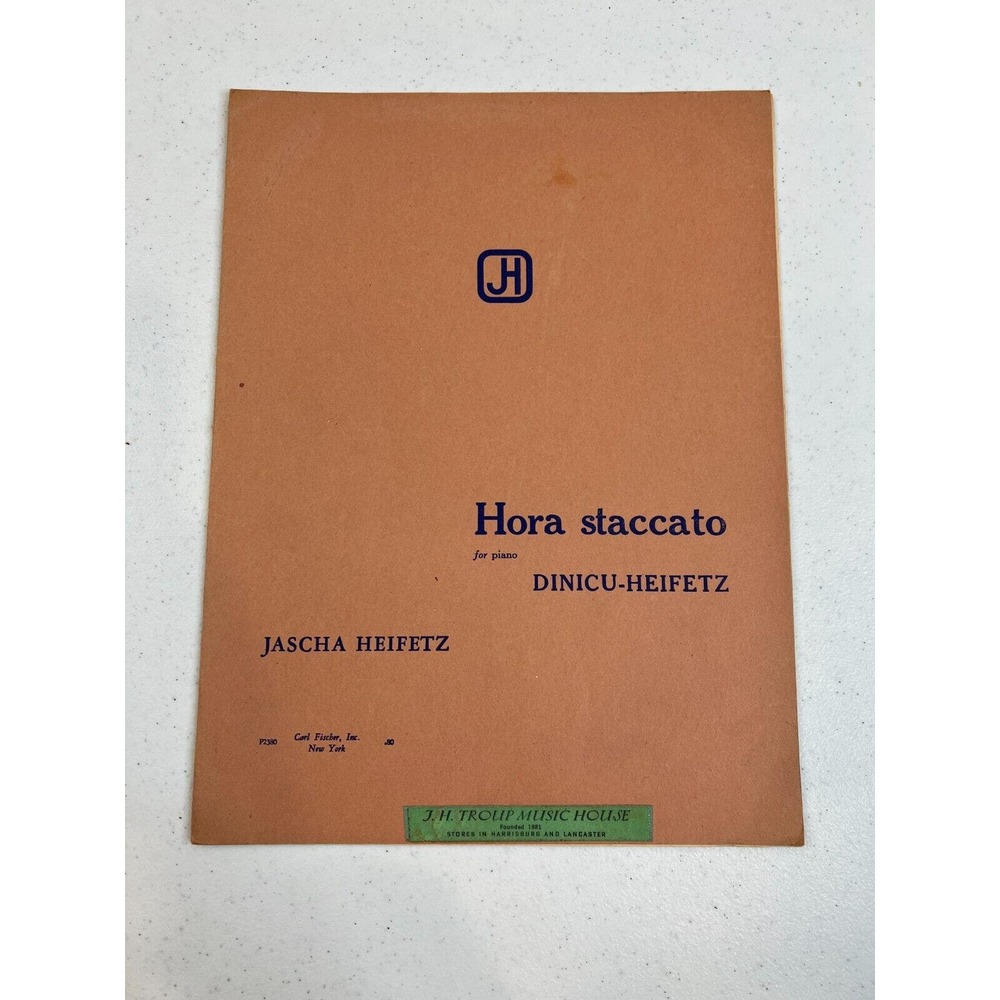 Vintage Hora Staccato for Piano Dinicu-Heifetz by Jascha Heifetz‎ Sheet Music